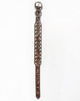 BAR H EQUINE Leaf Classic Colton Hand Carved Western Leather Dog Collar Brown