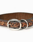 BAR H EQUINE Ella Young Turquoise Flower Hand Painted Western Leather Dog Collar