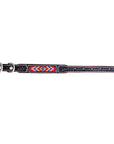 BAR H EQUINE Beaded Diamond Designs Hand Tooled Western Leather Dog Collar Antique Brown