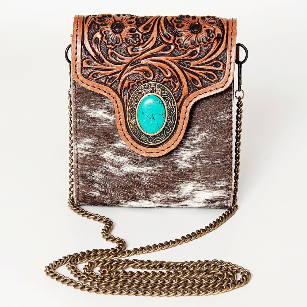 American Darling Hand Tooled Hair On Genuine Leather Women Bag Western Handbag Purse