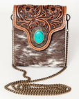 American Darling Hand Tooled Hair On Genuine Leather Women Bag Western Handbag Purse