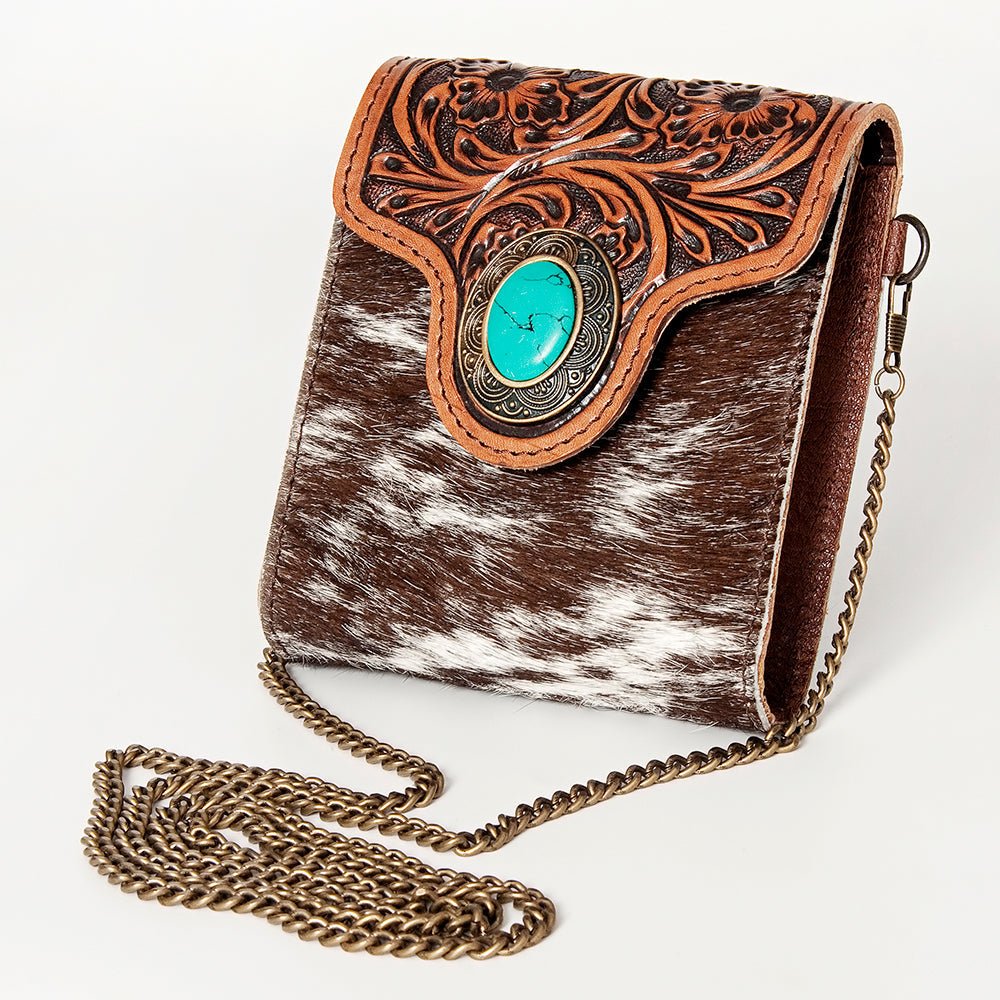 American Darling Hand Tooled Hair On Genuine Leather Women Bag Western Handbag Purse