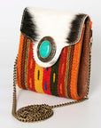 American Darling Hand Tooled Hair On Genuine Leather Women Bag Western Handbag Purse