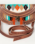 American Darling Small Cross body Bag Western Leather Hand Tooled Hand-Woven Saddle Blanket Genuine Leather 4.5x9