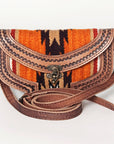 American Darling Small Cross body Bag Western Leather Hand Tooled Hand-Woven Saddle Blanket Genuine Leather 4.5x9