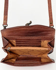 American Darling Small Cross body Bag Western Leather Hand Tooled Hand-Woven Saddle Blanket Genuine Leather 4.5x9