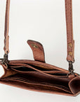 American Darling Small Cross body Bag Western Leather Hand Tooled Floral Carved Buck Stitched Genuine Leather 4.5x8