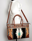 American Darling Tote Bag Western Leather Hand Tooled Floral Carved Hand Woven Saddle Blanket Genuine Leather 12x16