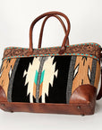American Darling Tote Bag Western Leather Hand Tooled Floral Carved Hand Woven Saddle Blanket Genuine Leather 12x16