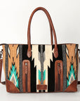 American Darling Tote Bag Western Leather Hand Tooled Floral Carved Hand Woven Saddle Blanket Genuine Leather 12x16