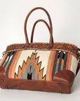 American Darling Tote Bag Western Leather Hand Tooled Floral Carved Hand Woven Saddle Blanket Genuine Leather 12x16