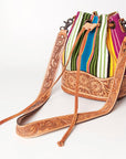 American Darling ADBG569A Bucket Hand Tooled Saddle Blanket Genuine Leather Women Bag Western Handbag Purse