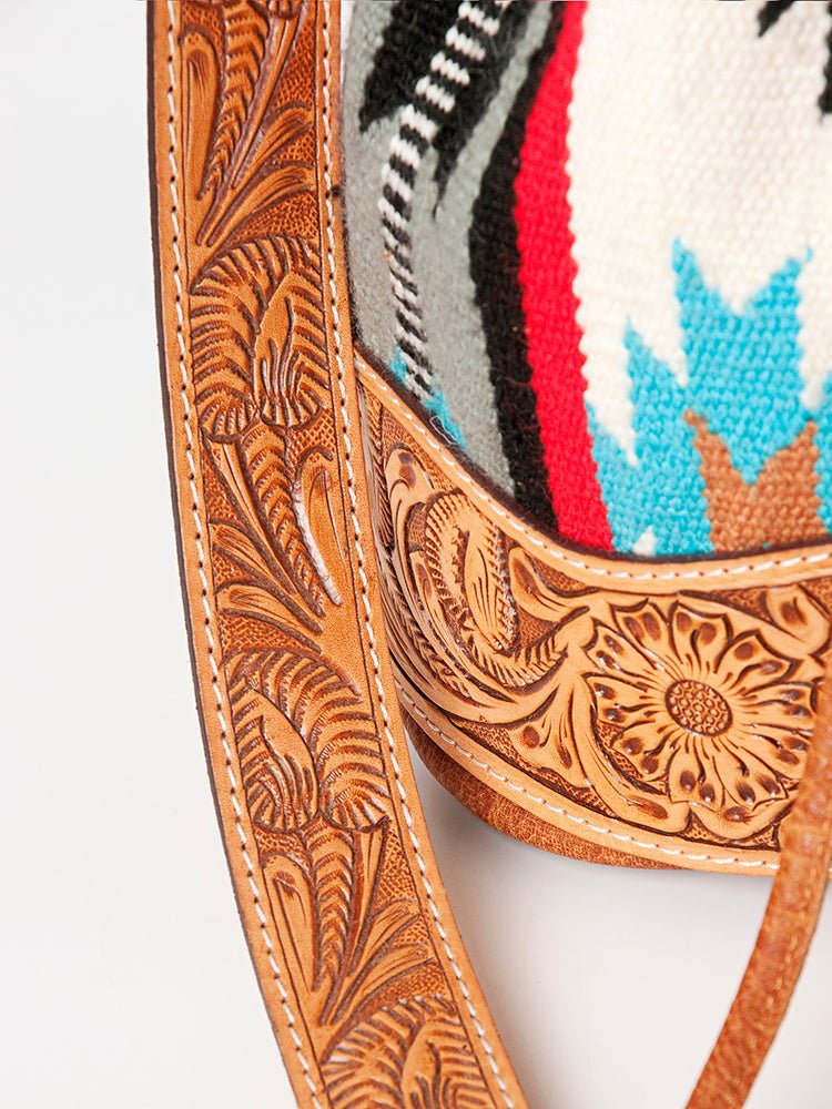 American Darling ADBG569A Bucket Hand Tooled Saddle Blanket Genuine Leather Women Bag Western Handbag Purse