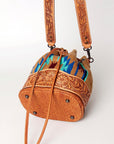 American Darling ADBG569A Bucket Hand Tooled Saddle Blanket Genuine Leather Women Bag Western Handbag Purse