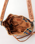 American Darling ADBG569A Bucket Hand Tooled Saddle Blanket Genuine Leather Women Bag Western Handbag Purse