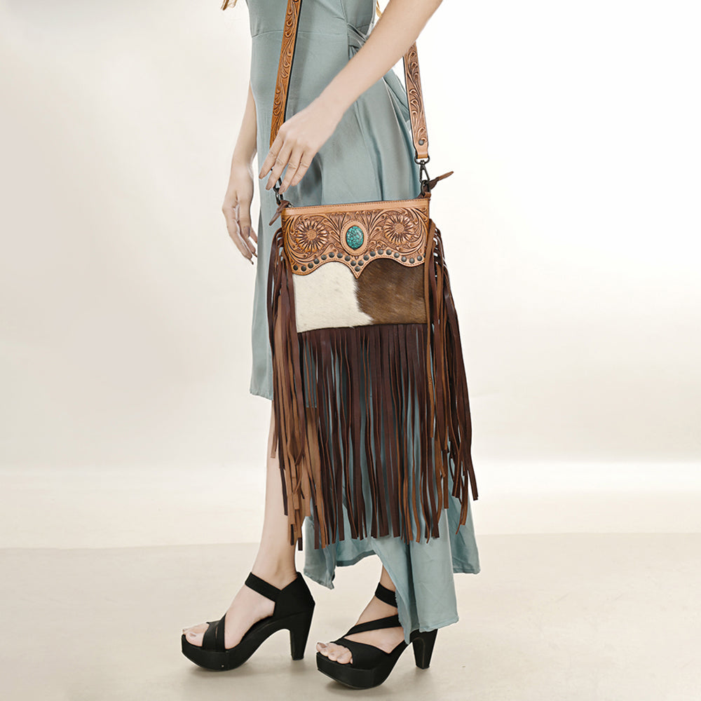 American Darling Cross Body Hand Tooled Hair on-Genuine Leather Western Women Bag Handbag Purse | Crossbody for |Cute