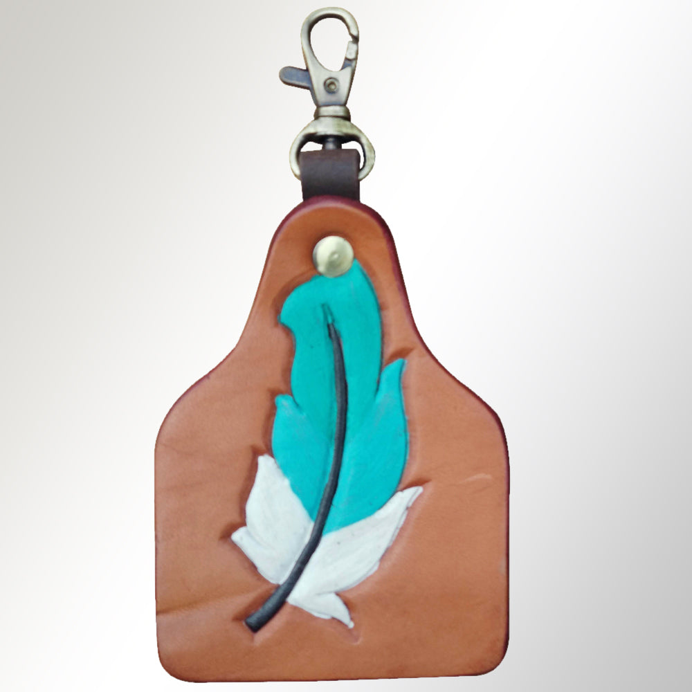 American Darling ADKRX120 Hand Tooled Carved Genuine Leather Keyring