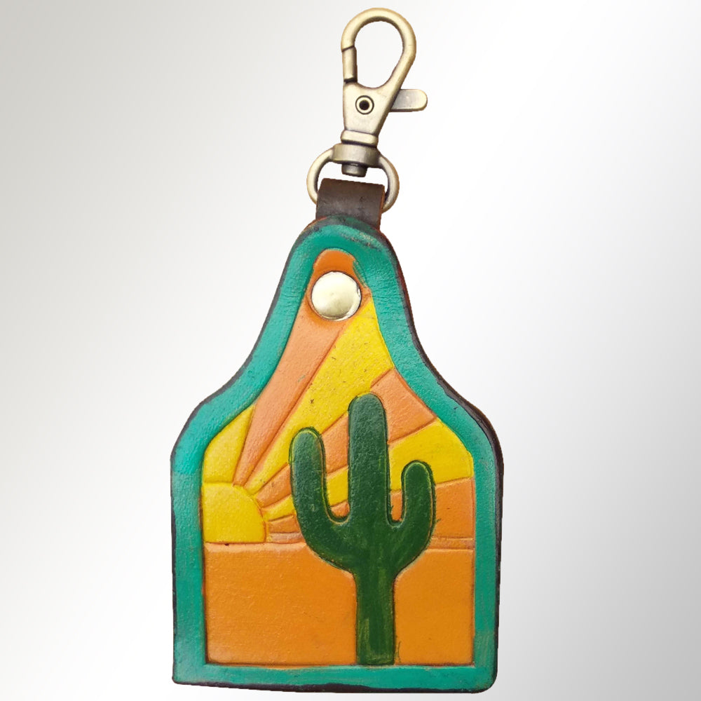 American Darling ADKRX126 Hand Tooled Carved Genuine Leather Keyring