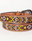 American Darling ADBLF143-L Beautifully Hand Tooled Genuine American Leather Belt Men and  Women Beaded