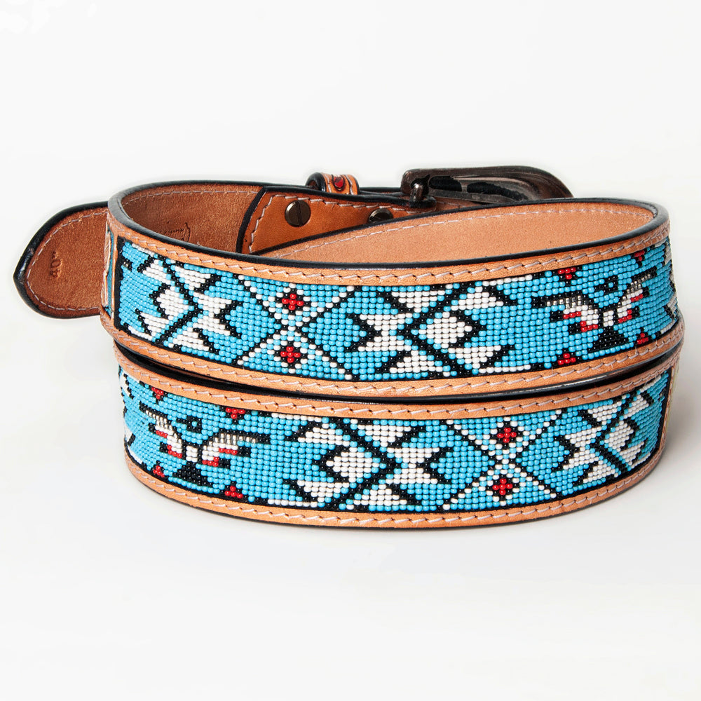 American Darling ADBLF144-L Beautifully Hand Tooled Genuine American Leather Belt Men and  Women Beaded