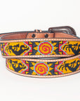 American Darling ADBLF146-L Beautifully Hand Tooled Genuine American Leather Belt Men and  Women Beaded