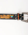American Darling ADBLF147-L Beautifully Hand Tooled Genuine American Leather Belt Men and  Women Beaded