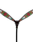 HILASON Western Horse Headstall Breast Collar Set American Leather Rose With Tan