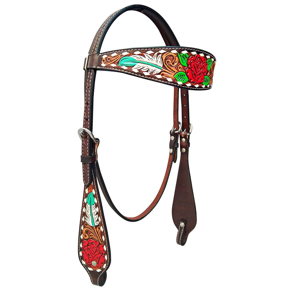HILASON Western Horse Headstall Tack American Leather Dark Brown Harness | Bridle