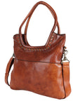 Spaghetti Western Swc178Tan Tote Vintage Handmade Drum Dyed Genuine European Cowhide Leather Women Bag Western Handbag Purse