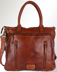 Spaghetti Western Swc179Tan Tote Vintage Handmade Drum Dyed Genuine European Cowhide Leather Women Bag Western Handbag Purse