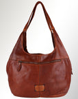Spaghetti Western Swc184Tan Hobo Vintage Handmade Drum Dyed Genuine European Cowhide Leather Women Bag Western Handbag Purse