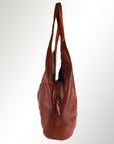 Spaghetti Western Swc184Tan Hobo Vintage Handmade Drum Dyed Genuine European Cowhide Leather Women Bag Western Handbag Purse