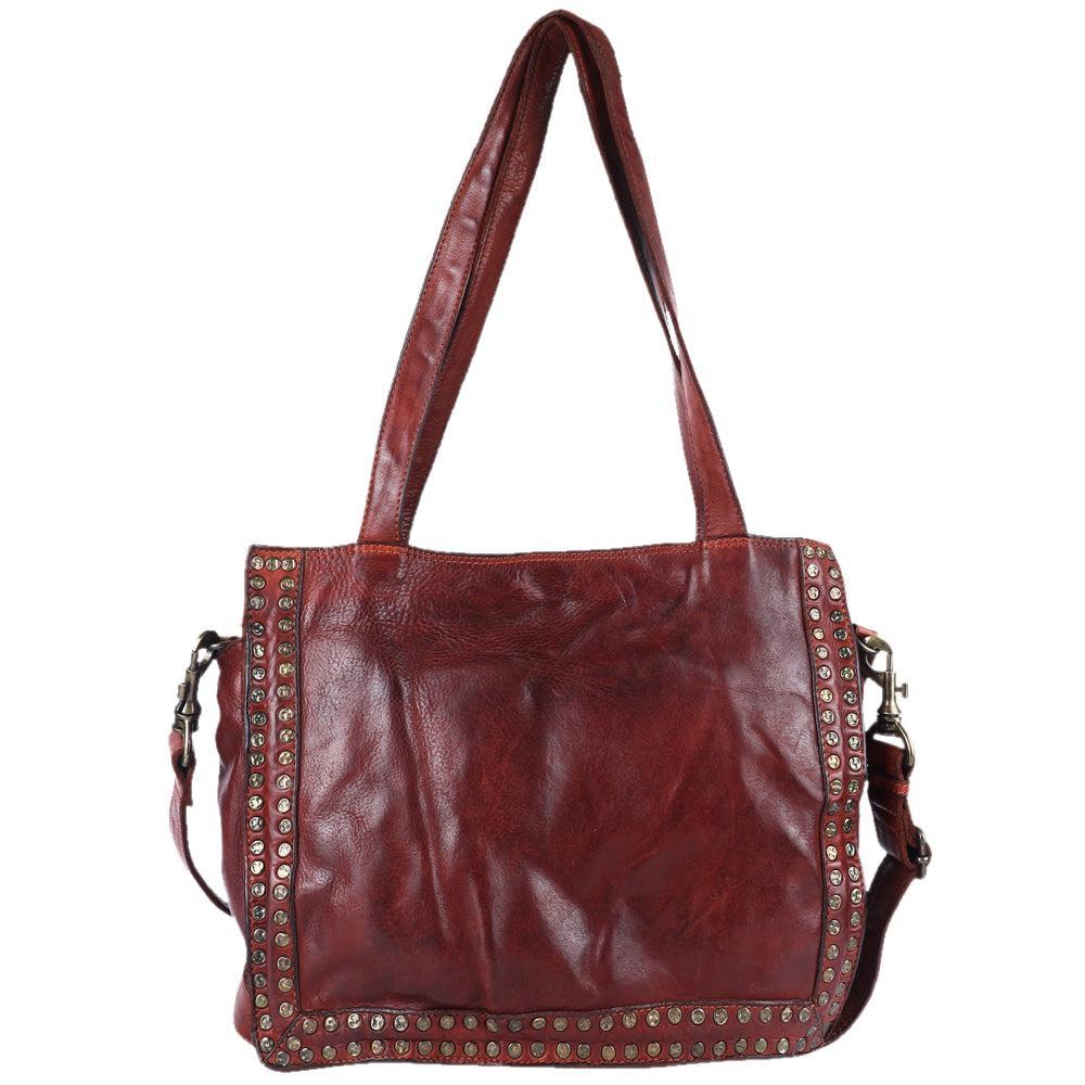 Spaghetti Western Swc133Cg Tote Vintage Handmade Drum Dyed Genuine European Cowhide Leather Women Bag Western Handbag Purse