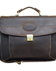 KD Stephens Rugged Leather Laptop Business Easy Access Briefcase