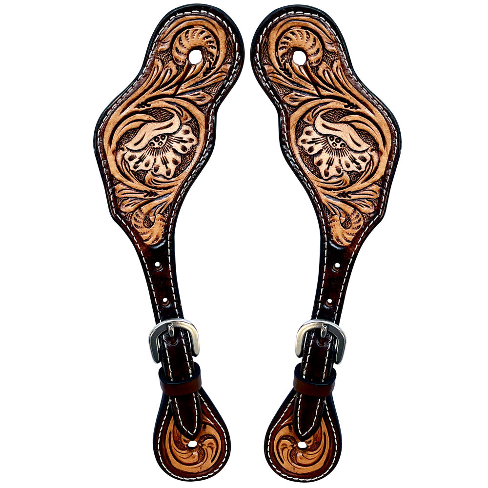 Bar H Equine Leather Spurs Straps for Adults - Western Womens Spur Straps for Horse Riding, Barrel Racing, Show, and Rodeo