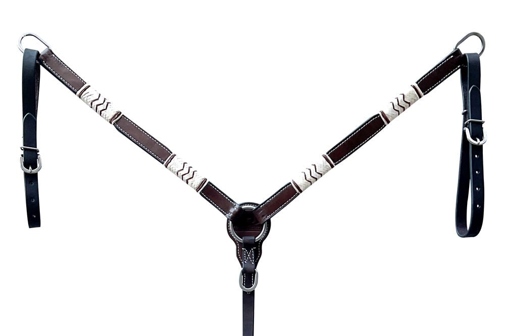 Bar H Equine Genuine Western American Leather Horse Premium Headstall &amp; Breast Collar Set