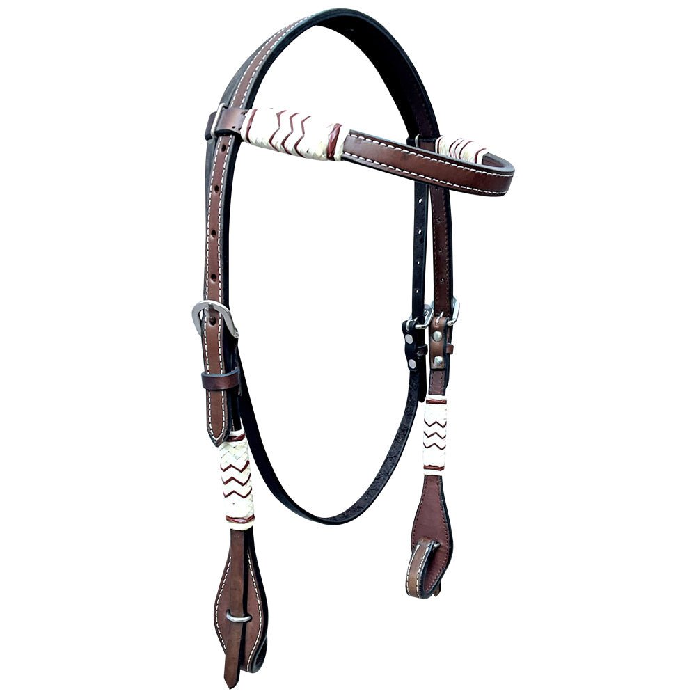 Bar H Equine Genuine Western American Leather Horse Premium Headstall &amp; Breast Collar Set