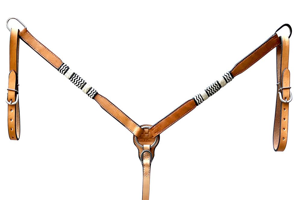Bar H Equine Genuine Western American Leather Horse Premium Headstall &amp; Breast Collar Set