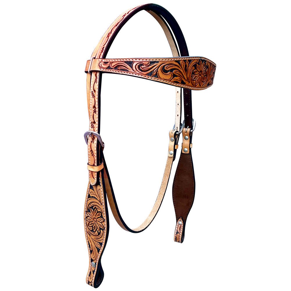 Bar H Equine Genuine Western American Leather Horse Premium Headstall &amp; Breast Collar Set