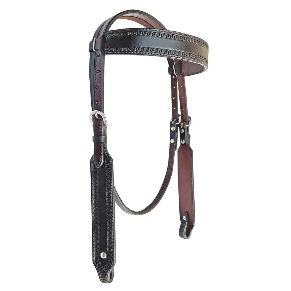 Bar H Equine Genuine Western American Leather Horse Premium Headstall &amp; Breast Collar Set