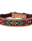 HILASON Western Style Beaded American Leather Pet Dog Collar