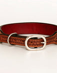 HIlason Genuine Leather Dog Collar Hand Tooled