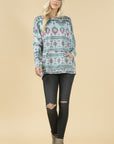 Smoky Mountain Gray Aztec Print Tunic with Pockets Made in America