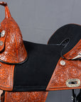 HILASON 15 Treeless Western Trail Barrel Racing American Leather Saddle | Horse Saddle | Western Saddle | Treeless Saddle | Saddle for Horses | Horse Leather Saddle