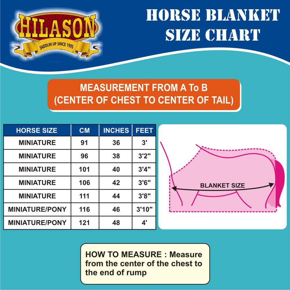 Hilason 600D Winter Waterproof Miniature Horse Turnout Blanket Blue