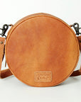 American Darling Canteen Bag Hand Tooled Hair on Genuine Leather W.