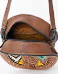 American Darling ADBG839B Canteen Hand Tooled Saddle Blanket Genuine Leather Women Bag Western Handbag Purse