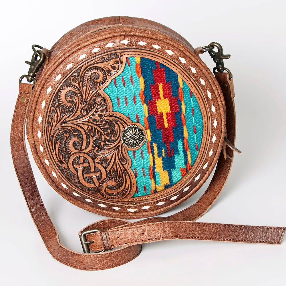 American Darling ADBG839D Canteen Hand Tooled Saddle Blanket Genuine Leather Women Bag Western Handbag Purse