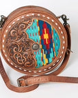 American Darling Canteen Hand Tooled Saddle Blanket Genuine Leather Western Women Bag | Handbag Purse Canteen Travel