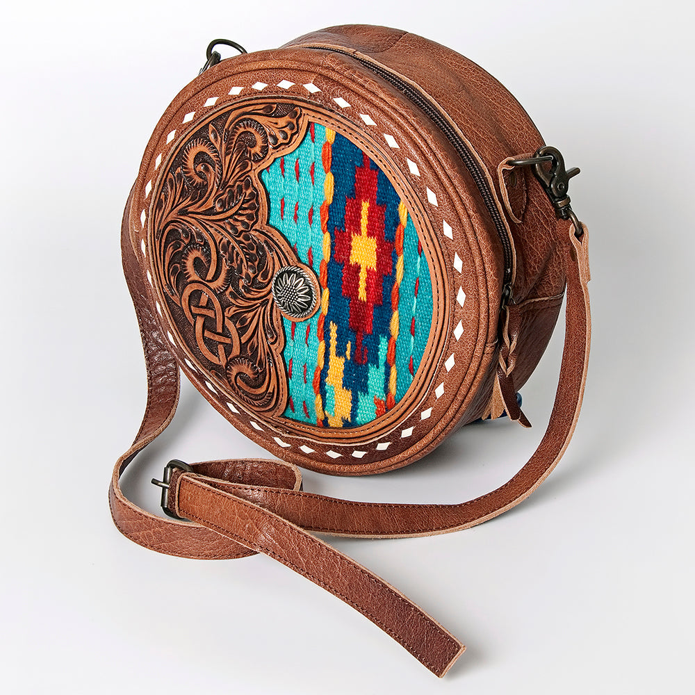 American Darling ADBG839D Canteen Hand Tooled Saddle Blanket Genuine Leather Women Bag Western Handbag Purse